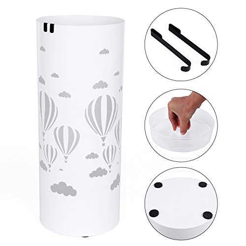 Songmics metall Schirmständer Wasserauffangschale und Haken werden verschenkt rund Ø19,5 x 49 cm weiß Regenschirmständer Regenschirm LUC02W - 4