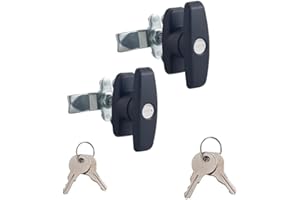 WJSKDQ 2 x T-Griff Türschloss, ABS T-Griff, Schloss aus Zinklegierung, Schlosskörper Schuppentür, T-Griff, Schloss-Set für Garagentorschloss, LKW-Schranktür