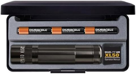 Precise Engineered Maglite XL50 LED Torch Black in Gift Box 139 Lumens Size 3 x AAA Batteries [Pack of 1] - w/3yr Rescu3® Warranty