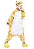 Keral Unisex Pyjama Tierkostüme Schlafanzug Tier Onesize mit Kapuze Erwachsene Overall Kostüm festival tauglich Ente Giraffe Größe M