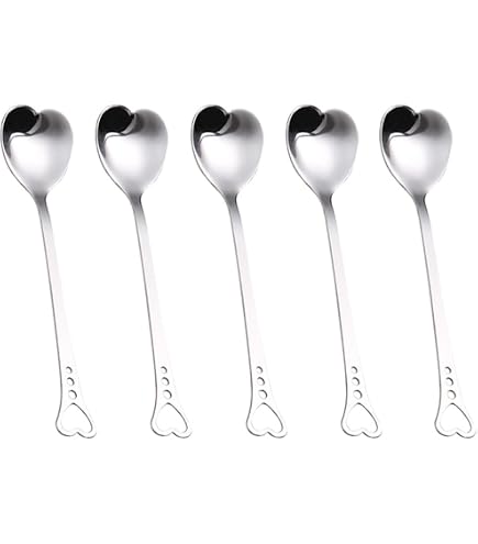 Set Di 2 Cucchiaini Da Caffè A Forma Di Cuore In Acciaio Inox – Con Confezione Regalo Rosa E Fiocco, Ideali Come Bomboniera - 5