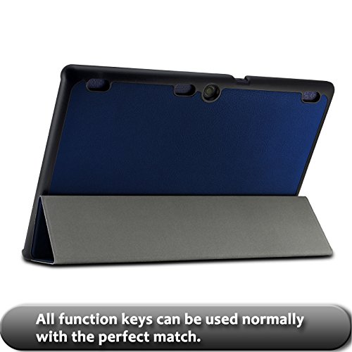 Infiland Lenovo Tab 2 A10-70 / Tab 2 A10-70L / Tab 2 A10-70F / Tab 2 A10-30F / Tab 2 A10-30L / Tab 3 10 Business/ Tab3 10 Plus Hülle Case, Ultra Dünn Tri-Fold Smart-Muschel PU Leder Schutzhülle für Lenovo Tab 2 A10-70 / Tab 2 A10-30 / Tab 3 10 Business/ Tab3 10 Plus 10,1 Zoll Tablet (mit Auto Schlaf / Wach Funktion)(Dunkleblau) - 7