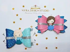 Nyra Design Studio Elsa Anna Hair Clips for Girls ,Premium Hair Alligator Clip , Shimmer Clips,