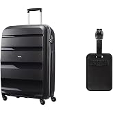 American Tourister Bon Air Spinner L Suitcase 75cm Blau mit Briefcaseanh&auml;ngern, Black (Black, Black/Grey), L (75 cm-91 L), Bu