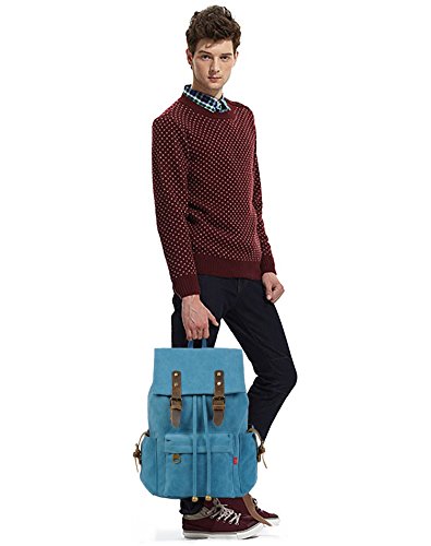 FANDARE Retro Laptop Notebook Rucksack Geeignet für bis zu 16 Zoll Damen Herren Schulrucksack für die Schule Wandern Daypack Leinwand - 3