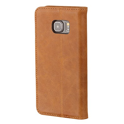 Funda Samsung Galaxy S6 Edge  Genuina Funda De Piel  Con Funci  n Stand Para El Samsung Galaxy S6 Edge  Dise  o Delgado  Ranura Para Tarjeta  Ranuras Para Billetes  Cierre Magn  tico  Marron  Hecho Por TORRO