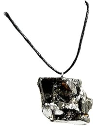 Shungite de Élite Colgante Cristal Natural Brillante Plata Color Garantía Auténtica Piedra Rara 4 veces más eficaz Mejora Curación de Piedra Chakra, Reiki Curación Protección EMF de Karelia Rusia