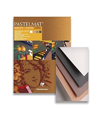 Clairefontaine 96008C - Un bloc encollé Papier Pastelmat 12 feuilles 30x40 cm 360g couleurs assorties (Blanc, Sienne, Brun et Antracite)