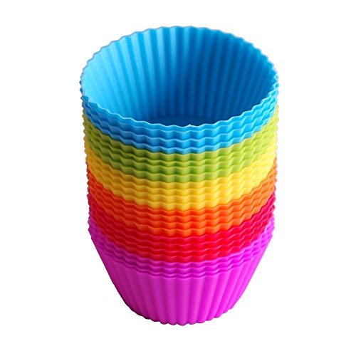 Silikon wiederverwendbar Backförmchen, Cupcake, Muffin Tassen, Antihaft Kuchen Formen, lebensmittelsicherheit, 24er Pack 6 Farben - 4