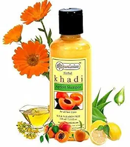 Khadi Rishikesh Shampoo Apricot For Hair growth-Control Hair Fall-Long Strong Hair-Reduce Dandruff-Women And Men-SLS & PARABEN FREE-210ML(Homemade Shampoo) WITH DRESSING COMB FREE