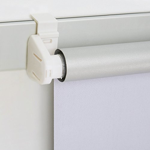 Kinlo Klemmrollo Thermo Rollo blickdicht Rollos Verdunkelungsrollo mit Klemmträgern für Fenster ohne Bohren ( 100 *230 cm weiss) - 2