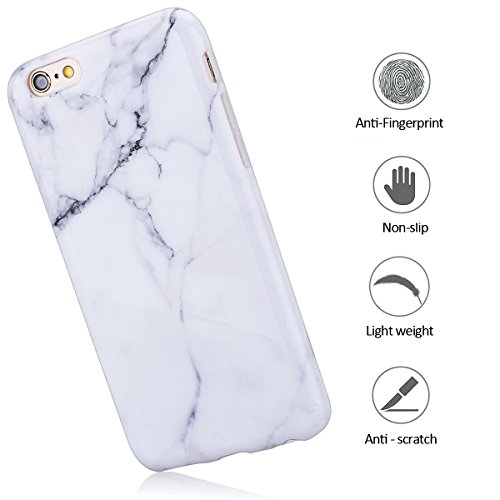 Funda iPhone 6 6s  E-Lush M  rmol Suave Silicona TPU Carcasa Ultra Delgado Flexible Gel Parachoques Goma Mate Opaco Case Cover iPhone 6 Bumper iPhone 6s Caja Amortigua Golpes Protectiva Caso para iPhone 6 6s  4 7 Pulgadas  Smartphone Anti-Rasgu  o y Resistente Tapa - Gris con Blanco