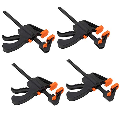 XFORT® Quick Grip Clamps, Ratchet Bar Clamps, One Handed Bar Clamp, Ideal for Fast and Easy Clamping Applications [4 inch, 4 Pack]