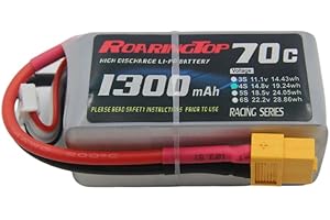 ROARINGTOP Roaring Top 3S Lipo Battery 1300mAh 11.1V 70C RC Battery with XT60 Plug for FPV Drone Quadcopter Helicopter Airplane RC Boat RC Car RC Models