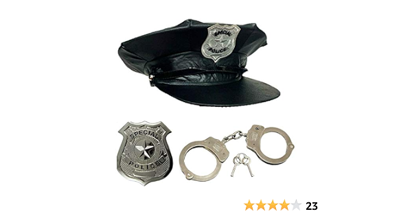Police Officer Set - Cop Hat, Handcuffs 