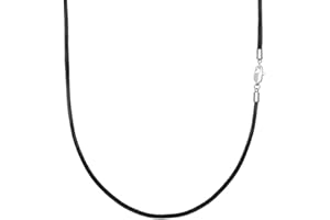 VANSZA Lederkette Echtes Leder Halskette Edelstahl Verschluss 1.5/2/3mm breit Damen Herren Kette für Anhänger charm 45-55cm wählbar DIY Lederschnur