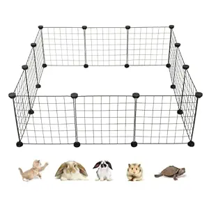 ALLISANDRO Small Pet Playpen Cage for Indoor Outdoor Use, Portable Metal Wire Yard Fence for Small Animal, Puppy, Kitten, Guinea Pigs, Bunny, Turtle, Hamster, 12 Panels, 11.8 x 11.8 Inches