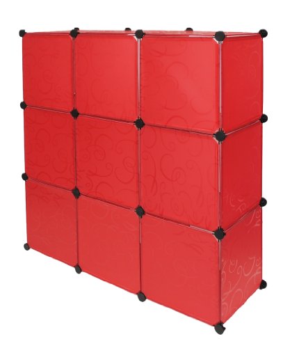 Büro Flur Regal Schrank Steckregal Wandregal Sideboard in Rot - 7