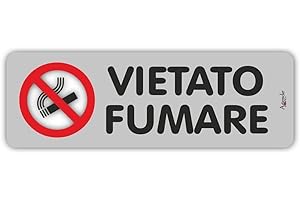 Cartoleria Manzoni di Lo Monaco Rosaria Sas - Targa segnaletica VIETATO FUMARE adesiva in PVC (5x15) colore grigio - targhetta ufficio