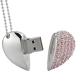 Etzin Promotional Gift Heart Shaped Memory Stick 64GB rystal Love Shape pendrive Diamond Jewelry USB Flash dri