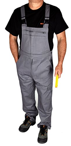 Stabile Heimwerker Arbeits-Latzhose Arbeitshose Arbeitskleidung in Grau - IW023