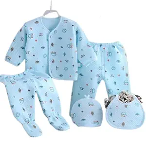 Cuckoos New Born Baby Winter Wear Keep Warm Cartoon Printing Baby Clothes 5Pcs Sets Baby Boys Girls Unisex Baby Fleece/Falalen Suit Infant Clothes