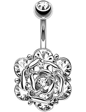 Bauchnabel Piercing Nabelpiercing Barbell Blütenkopf Anhänger Stahl Schmuck Anti-Allergie