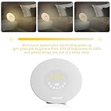 Sunvito 4 in 1 Wake Up Light, Sonnenaufgang Wecker 7 Farben Nacht Licht mit Natur Sounds, Snooze Funktion, FM Radio, Touch Control und USB Ladegerät - 4