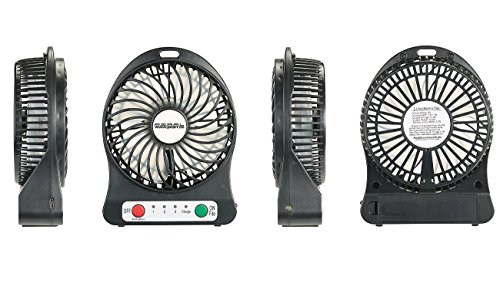 PEARL 2in1-USB/Akku-Tisch-Ventilator mit LED-Leuchte, 1.300 mAh - 3