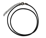 Longitud: 18 pulgadas Vifaleno Cordón Collar de Moda, Cuero, Negro, 1.5mm, Surfer, Estilo Surfista