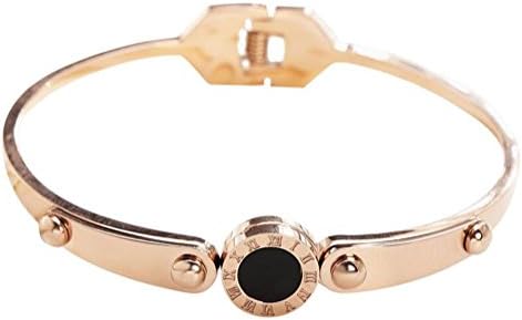 TIZIKJ Women's Personality Roman Numerals Titanium Steel Bracelet