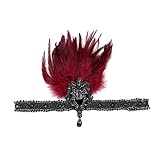 1920s Retro Feder Stirnband Kristallhaar-Zusätze Tassel Damen Headband, LEEDY Haarband Flapper Zwanziger Jahre Stirnbänder Straußenfeder Great Kostüm Accessoires