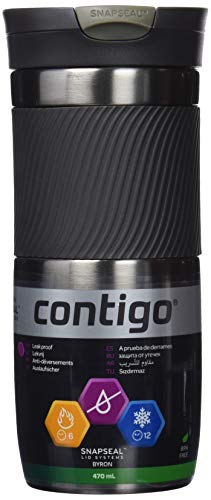 Contigo Byron Termo antigoteo, Unisex, Negro, 470 ml