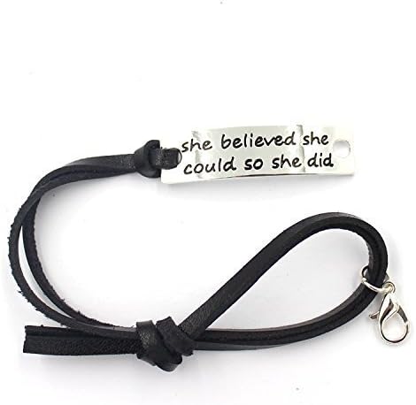 Charming Life She Believed She Could So She Did Inspirational Leather Bracelet