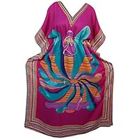 Mogul Interior Women's Caftan Dress Pink Bikini Coverup Nightgowns Maxi Kaftan One Size