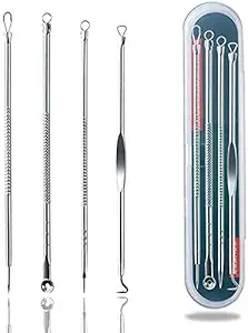 SKINPLUS Stainless Steel Blackhead Remover Tool Kit Face Skin Care Tool For Boys And Girls, 4 Pcs, (Pack Of 1)