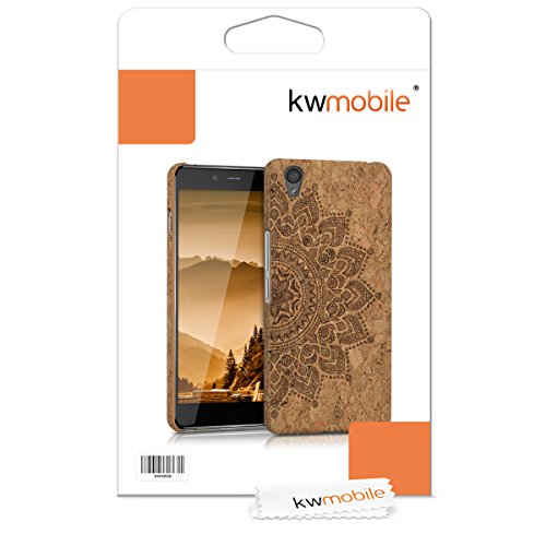 kwmobile Funda de corcho para OnePlus X  5 0   - Case trasero Dise  o Sol saliente para m  vil - Cover protector duro en marr  n oscuro marr  n claro
