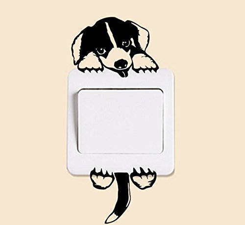 Ecloud Shop® Niedliche Cartoon-Hunde Abnehmbarer Wasserdicht Funny Home DIY Lichtschalter Vinylwand Abziehbild Wand Aufkleber 2 Stück Set - 3