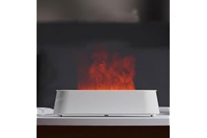 shnookz Large 7 Colour Flame Essential Oil Diffuser 200ml Flame Humidifier Aroma Diffuser Flame Night Light, Aromatherapy Colorful Diffuser Fire for Home Office Bedroom Auto-Off Protection (White)