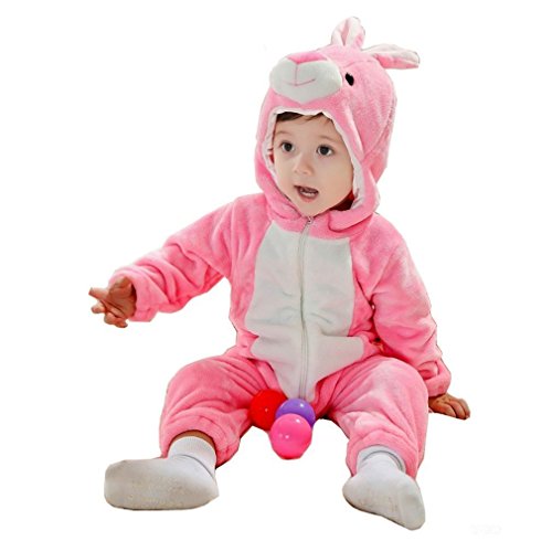 MICHLEY Hooded Infant & Toddler Animal Style Jumpsuit Baby Costume Romper XYZ15088-Pink-80cm