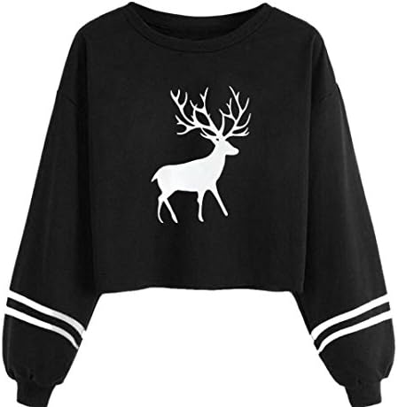 2020 New Ladies Fashion Pullover Hoodied Sweatshirts,DAYSEVENTH Ladies Casual Deer Print Christmas Sweatshirt Tops