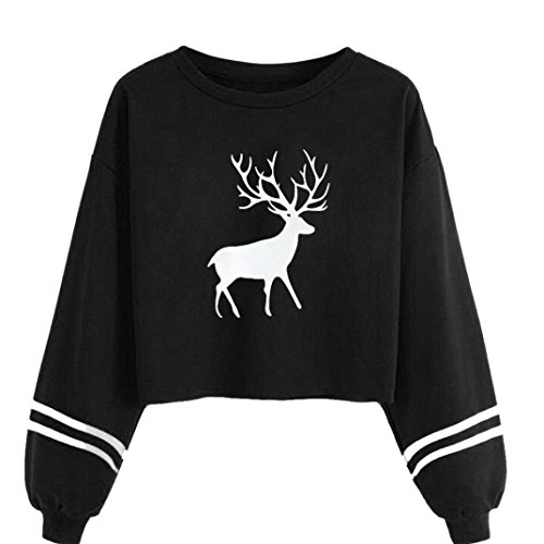2020 New Ladies Fashion Pullover Hoodied Sweatshirts,DAYSEVENTH Ladies Casual Deer Print Christmas Sweatshirt Tops