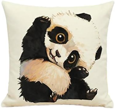 Cute Panda Animal Printed Linen Square Pillow Case Cushion Cover No core included
