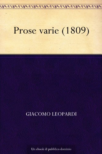 Book's Cover of Prose varie (1809) (Italian Edition)