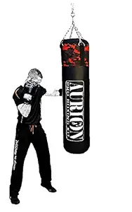 Aurion Unfilled Heavy Punch Bag 2 ft 3ft 4ft 5ft 6ft Boxing MMA Sparring Punching Training Kickboxing Muay Thai with Hanging Chain