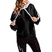 Produktbild Longra Damen Basic Kapuzenpullover Sweatjacke Jacke Pullover Oversize Hoodie Damen Kontrastfarbe Pulli Pullover Langarmshirt Sweatshirt Kapuzenjacke Kapuzenpulli Sportlich Outddorjacke (M, Schwarz)