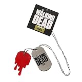 Celebrate AMC's hit zombie series with this Walking Dead Dog Tag Necklace! This stainless steel dog tag pendant features The Walking Dead logo and comes with another plastic dog tag that resembles dripping blood. Comes with a 22" ball chain. One size fits most.
