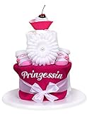 Babygeschenk WINDELTORTE Mädchen "Prinzessin"pink Lätzchen und 2x Babysocken +Haarband