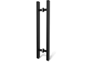 LVYIHAN Manijas Cuadradas en Negro Mate para Puerta de Granero 30/60/90/120/150 cm, Tirador de Empuje y Tiro de Doble Cara, Tirador Largo para Puertas Francesas Puertas Exteriores Puertas de Ducha