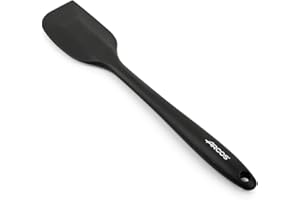 ARCOS Espátula de Silicona Plana, Rectangular y Flexible de 280 Mm para Girar, Mezclar y Despegar Alimentos en Cocina. Lengua de Silicona Profesional. Color Negro